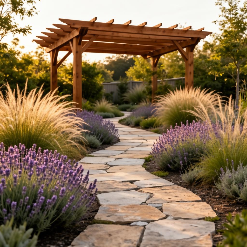 Natursteinweg mit Lavendel